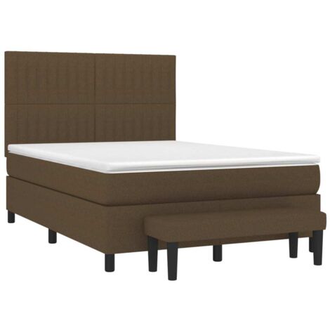 Cama box spring con colchón tela marrón oscuro 140x200 cm