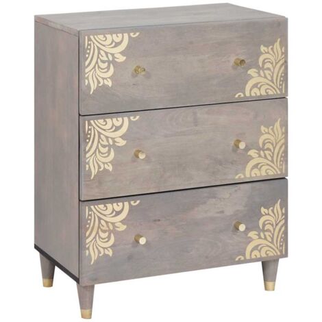 Vitrina Gris y dorado 60 x 33.5 x 75 cm Madera maciza de Mango (1/5)