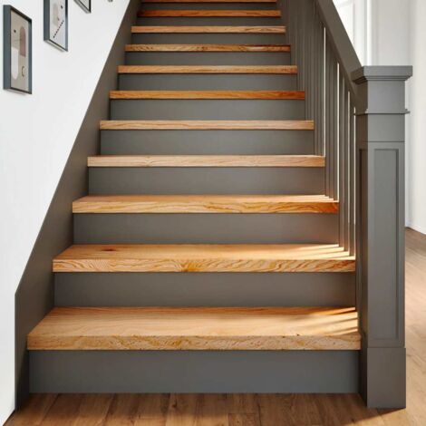 Peldaños de escalera 20 uds madera maciza roble marrón claro (1/5)