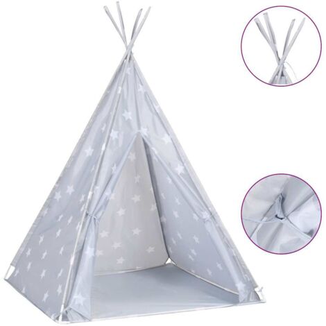 Tienda Tipi Para Niños Con Estrellas - 80x80x110 Cm, De Lino Y Algodón, Con Cortina Y Tragaluz, Decoración Infantil