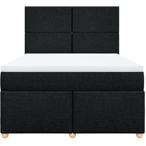 Cama box spring con colchón tela negro 140x200 cm
