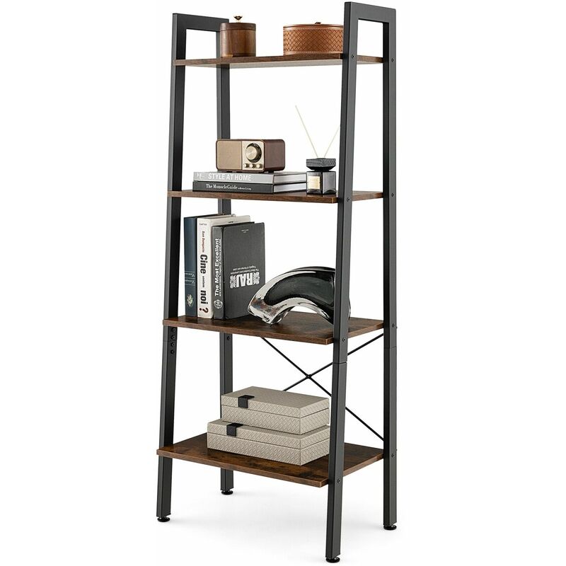 Modern Black Cube Bookcase with Metal 4-Tier Bookshelf Tower Display Tall  Shelf