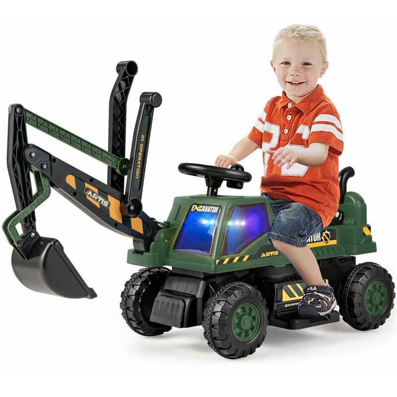 Kids Electric Ride on Digger 6V Battery Powered Construction Toy Car  Excavator