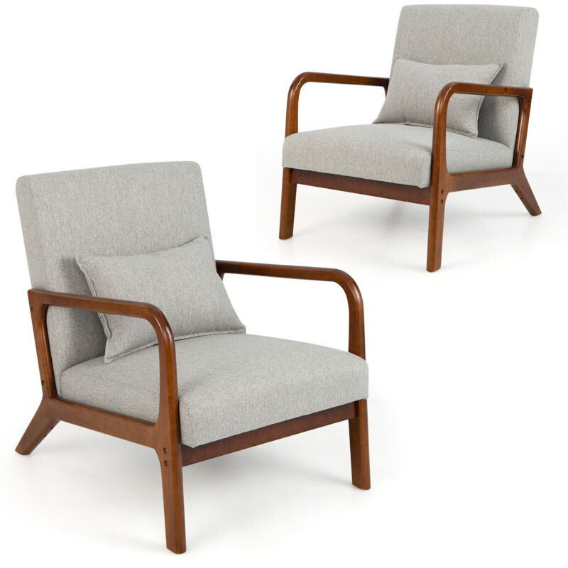 MINCETA Modern Accent Armchair - Gray PU Leather Upholstered Chair For Living Room, Bedroom, Or Office - View #2
