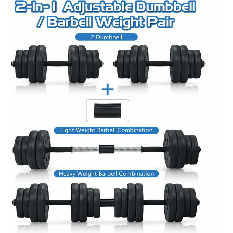 COSTWAY 30KG Dumbbells Set Adjustable Dumbbell Barbell Weight