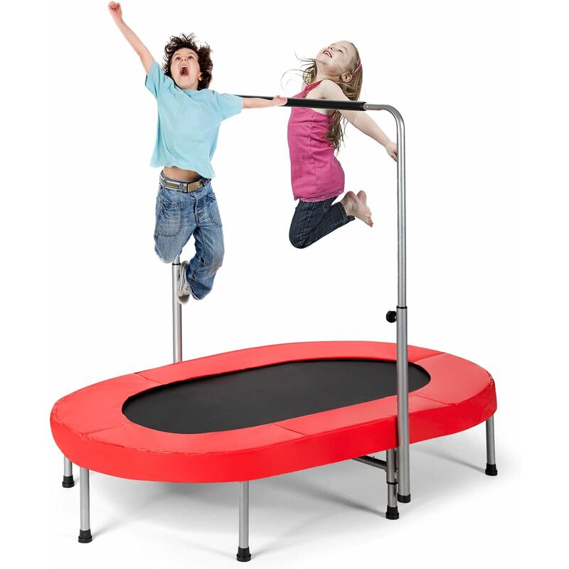 UK Stock Scallop Foldable Fitness Trampoline Adult Kids Mini Rebounder Trampoline with adjustable Handrail for Indoor Outdoor Exercise Jumper 