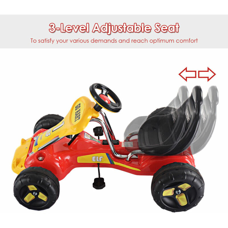 HOMCOM Kids Adjustable Seat PP Pedal Go-Kart White/Red