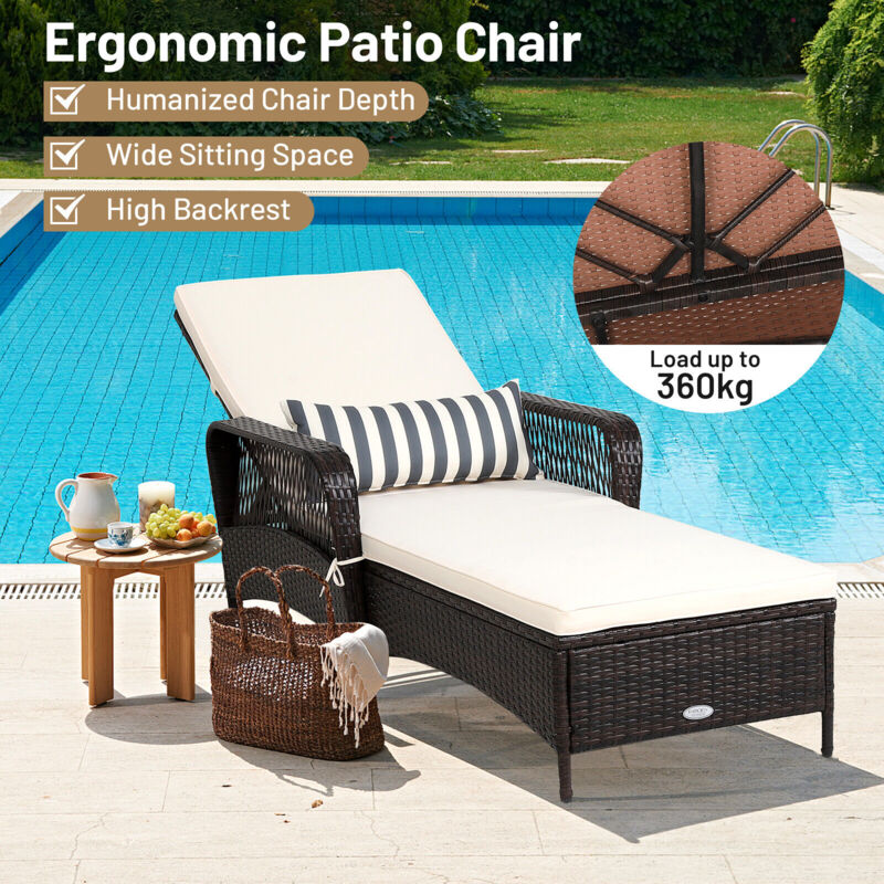 large luxury garden rattan sun lounger