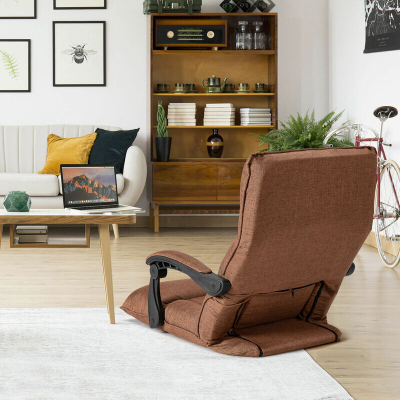 Floor Chair with Back Support, Folding Sofa Chair with 14