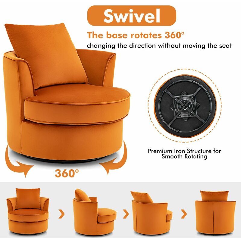 97*71*74cm 1.5 Seats Hot Stamping Cloth Surrounding Chair With Pillow  Indoor Circle Chair Dark Brown