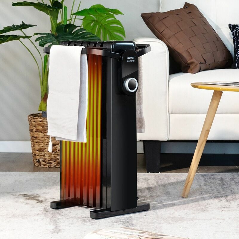 Costway 1500W Oil Filled Radiator Heater Electric Space Heater w/  Humidifier Black