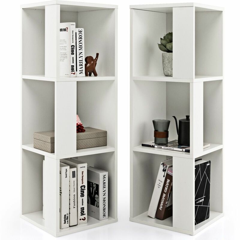 2 pcs Storage Bookcase 3-tier Wooden ...