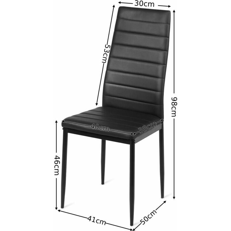 Unbrand set of 6 dining side chair pvc high back metal deals legs kitchen home furniture black