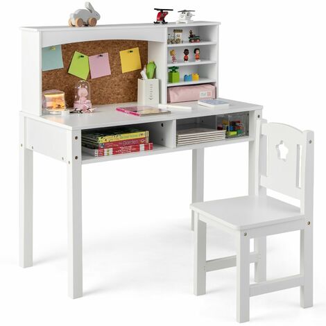 Kids Desk and Chair Set Wooden Children Study Table &Chair Writing Table Set