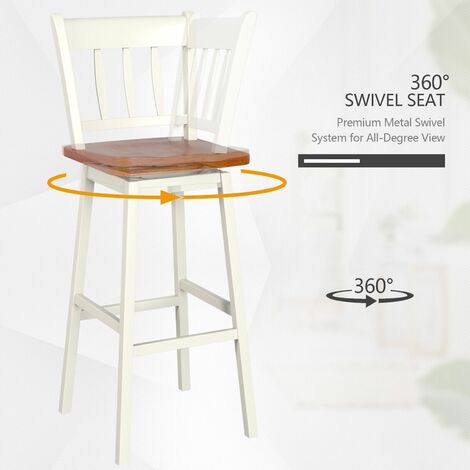 Set of 2 Bar Stools Wooden Counter Height Chair Pub Dining Chairs 360 °Swiveling