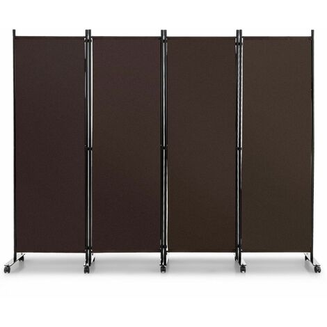 4 Panel Room Divider on Wheels Rolling Privacy Screens Portable Freestanding