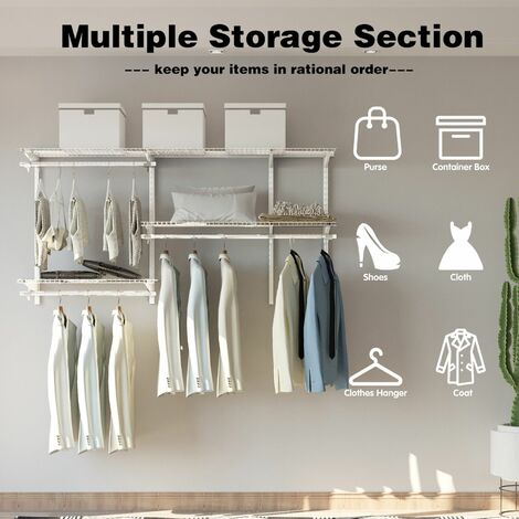 thumbnail image 2 of Costway 72" Wall Mounted Closet Organizer Kit - Adjustable Metal Shelving System 2 of 4