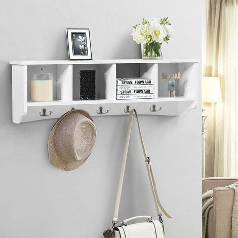 Wall-Mounted Entryway Storage Cabinet Hanging Coat Rack Display Stand 5 Hooks