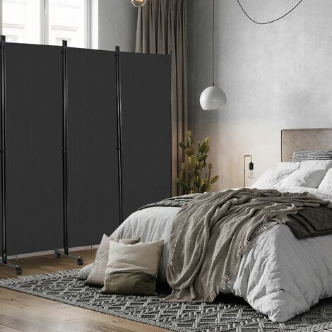 6 Panel Room Divider on Wheels Rolling Privacy Screens Portable Freestanding