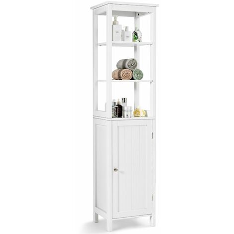 3-Tier Shelf Bathroom High Cabinet Freestanding Floor Storage Cabinet Organizer