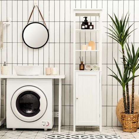 3-Tier Shelf Bathroom High Cabinet Freestanding Floor Storage Cabinet Organizer