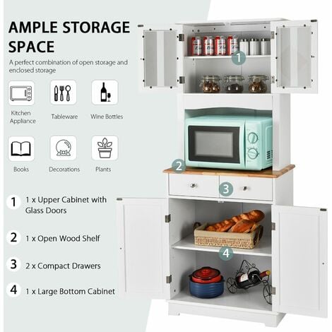 Freestanding pantry online with microwave shelf