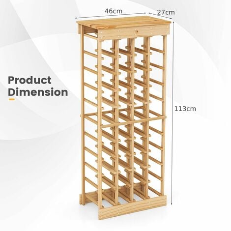 40 Bottles Storage Wine Rack Freestanding Pine Wood Display Shelf Wine ...