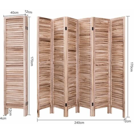 6 Panel Room Divider Wooden Screen Wall Folding Room Partition ...