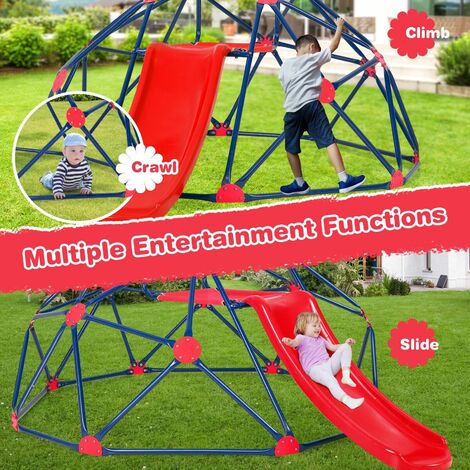 8FT Dome Climber Kids Toddler Climbing Frame With Slide Geometric Climbing Dome