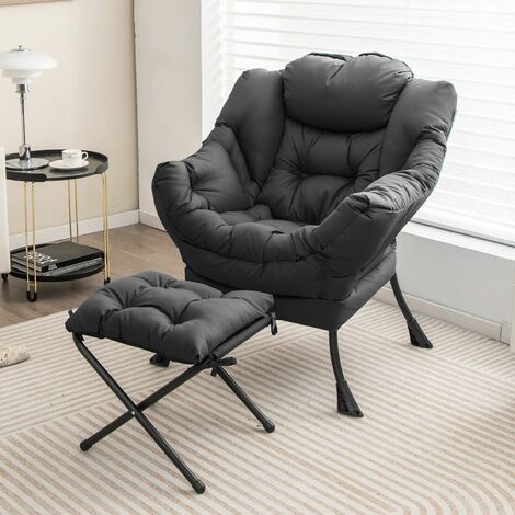 Lazy Chair with Ottoman Modern Leisure Reading Chair Lounge Chair with Pillow