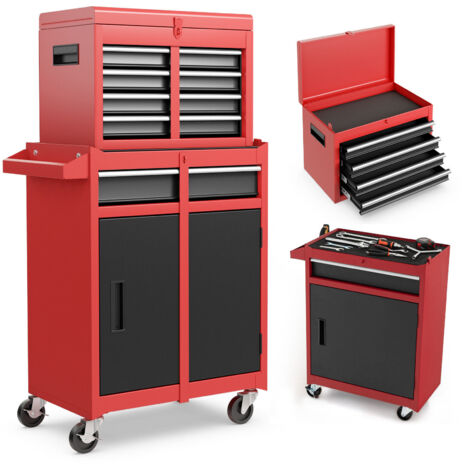 5-Drawer Rolling Tool Chest High Capacity Tool Storage Cabinet-Red+Black (1/5)