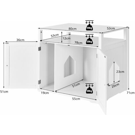 Cat Litter Box Enclosure Furniture Wooden Kitty Washroom Hidden Cat Washroom