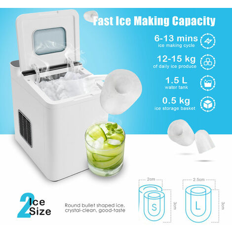 Countertop Ice Maker Portable Ice Cube Making Machine 15KG/24H