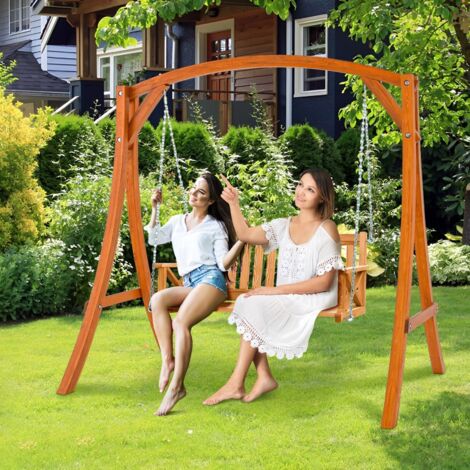 Wood Swing Frame Heavy-Duty A-Shape Patio Porch Swing Stand 300 kg