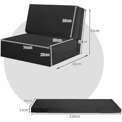 Folding Sofa Bed 5-Position Adjustable Lazy Floor Sofa Chair Lounger Sleeper