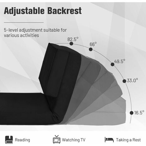 Folding Sofa Bed 5-Position Adjustable Lazy Floor Sofa Chair Lounger Sleeper