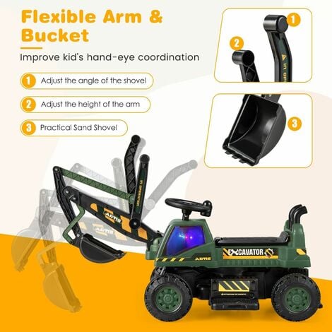 12V Ride on Tractor with 3-Gear-Shift Ground Loader for Kids 3+ Years Old -  Costway