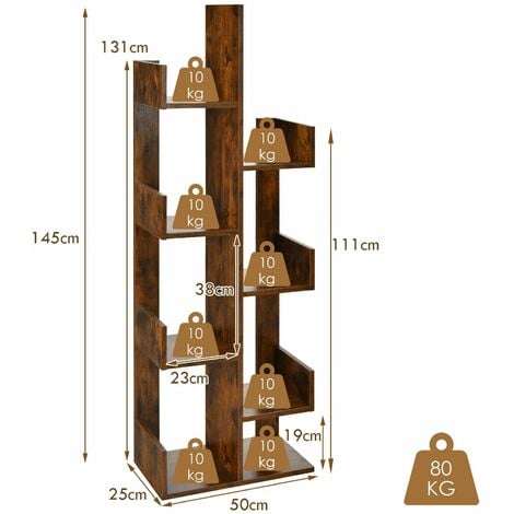 8 Tier Bookshelf Storage Display Floor Standing Bookcase Shelving ...