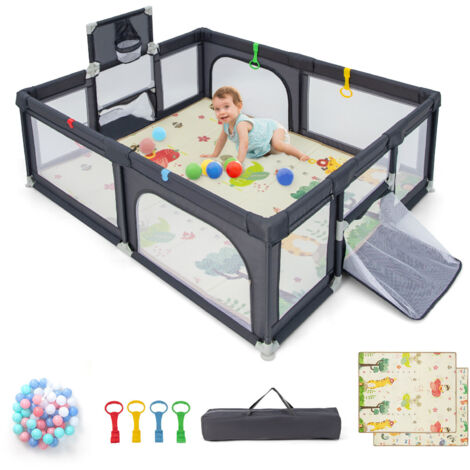 Large Baby Playpen Safe Play Yard Fun Activity Center with 50 ocean balls & Mat