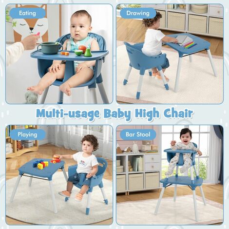 4 in 1 Baby Highchair Infant Feeding Seat Kids Table&Chair Set W/Adjustable Tray