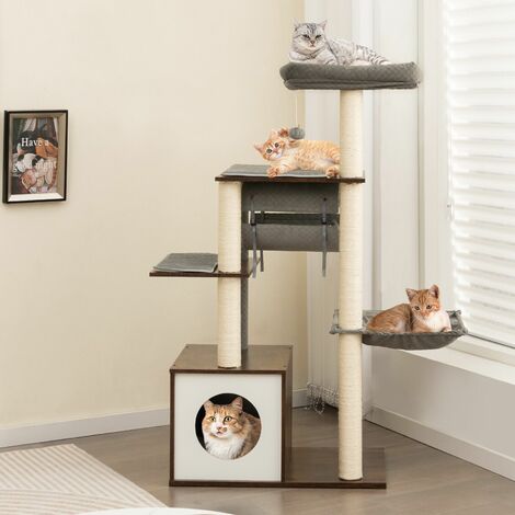 Multi-level Cat Tree Tower Modern Kitten Activity Center Cat Condo Scratch Posts
