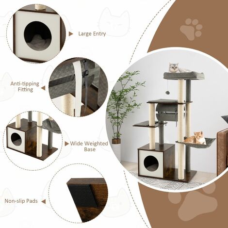 Multi-level Cat Tree Tower Modern Kitten Activity Center Cat Condo Scratch Posts