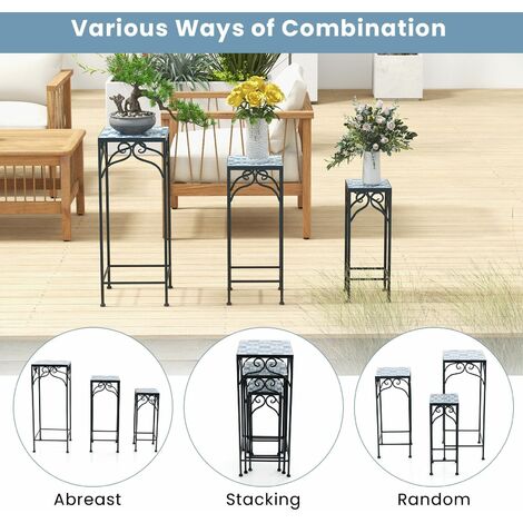 3Pcs Metal Plant Stand Painted Flowerpot Display Rack Nesting Planter Pot Holder