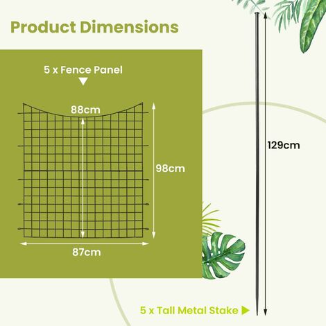 5 Panels Decorative Garden Fence Playpen Enclosure Pen Dog Cat Barrier Border