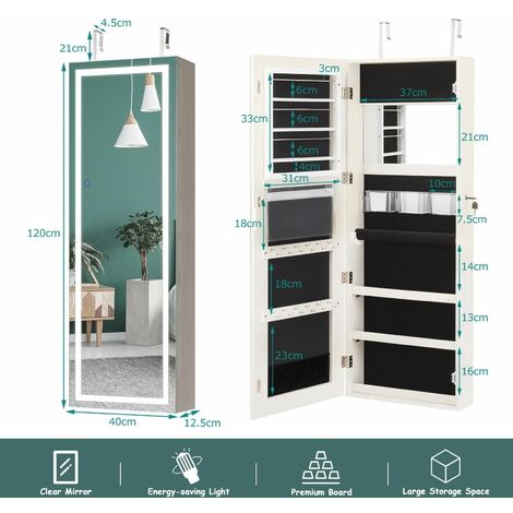 Jewelry wall deals organizer with mirror