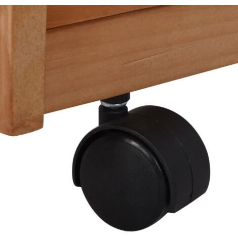 COSTWAY Chariot de Cuisine Desserte sur Roulettes en Bois de Pin avec 2 Paniers 2 Tiroirs 2 Etagères 67 x 37 x 76 cm