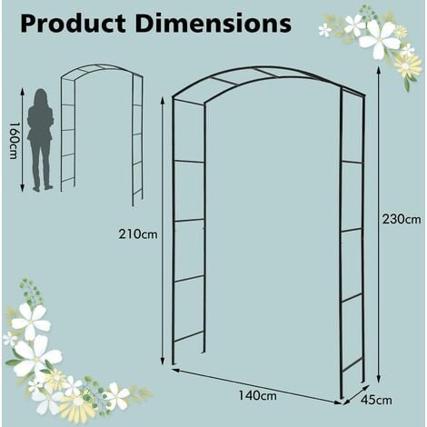 Garden Arch Metal Frame Decoration Trellis Stand Vines Climbing Plants ...