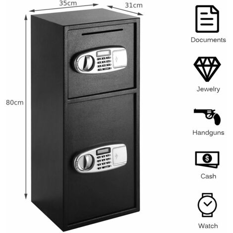Double Container Safe 70L Digital Double Door Safe Box Steel Security Depository Electronic ...