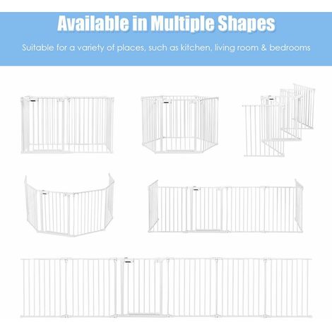 6-Panel Pet Safety Gate 29" High - 150" Wide Metal Playpen For Dogs Cats Fireplace Guard