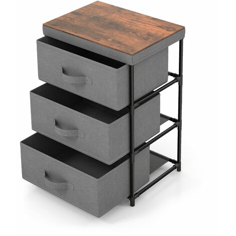 3 Chests of Drawers 3-Tier Nightstand Organizer Fabric Dresser Storage Unit (1/5)